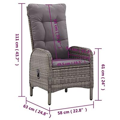 3-delige Bistroset poly rattan grijs