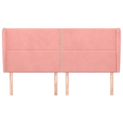 Hoofdbord met randen 183x23x118/128 cm fluweel roze