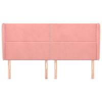 Hoofdbord met randen 183x23x118/128 cm fluweel roze - thumbnail