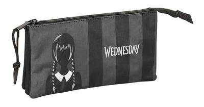Pennenetui met 3 vakken Wednesday Zwart 22 x 12 x 3 cm