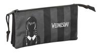 Pennenetui met 3 vakken Wednesday Zwart 22 x 12 x 3 cm - thumbnail