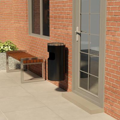 VidaXL Wandasbak/prullenbak 26 l staal zwart VidaXL Wandasbak/prullenbak 26 l staal zwart