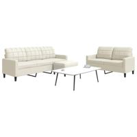 3-delige Loungeset met kussens fluweel crèmekleurig - thumbnail