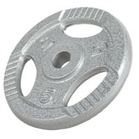 Halterschijf 5 kg Gripper Gietijzer Zilver - 30/31 mm - thumbnail
