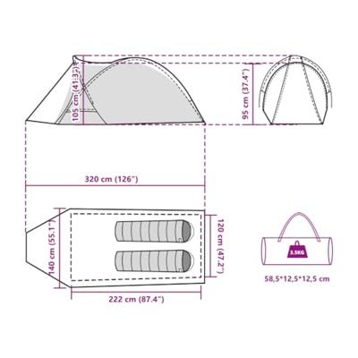 Tent 2-persoons 320x140x120 cm 185T taft wit