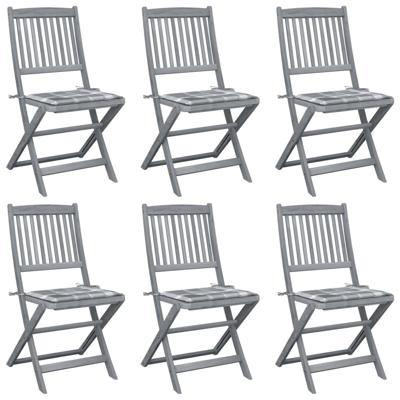 Tuinstoelen 6 st inklapbaar met kussens massief acaciahout
