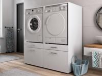 Kast WASHING 2 machines naast elkaar wit - thumbnail