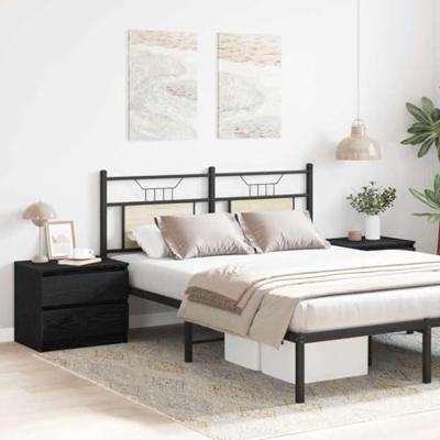 Nachtkastje 2 pcs Zwart Eiken 50 x 40 x 43,5 cm Bewerkt hout