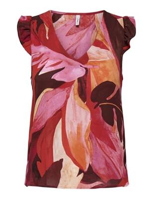 Only Onlalma Life Vis S/s Elina Top Aop T-shirts Russet Brown 689 Leafy Charm