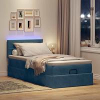 Ottoman bed met matras en LED's 100x200 cm fluweel donkerblauw - thumbnail