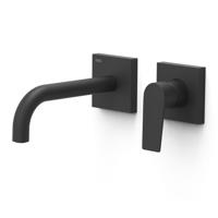 Wastafelmengkraan Inbouw Tres Project Gebogen Uitloop 18 cm Mat Zwart - thumbnail