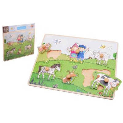 Jouéco houten Fien & Teun knopjespuzzel - 6 stukjes