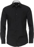 Venti Heren Overhemd Zwart Contrast Poplin Kent Modern Fit - thumbnail