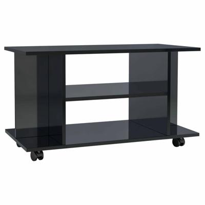 vidaXL Tv-meubel met wieltjes 80x40x40 cm spaanplaat hoogglans zwart