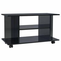 vidaXL Tv-meubel met wieltjes 80x40x40 cm spaanplaat hoogglans zwart - thumbnail