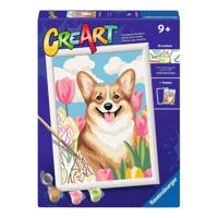 Ravensburger creart schilderen op nummer - bloemrijke corgi - thumbnail
