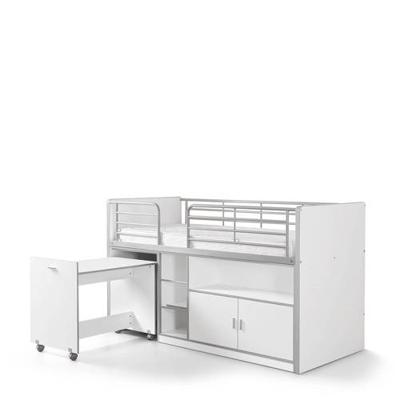 Vipack halfhoogslaper Bonny met bureau - wit - 121x96x207