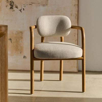 Kave Home Eetkamerstoel 'Melqui' Eikenhout, kleur Beige