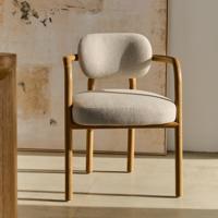 Kave Home Eetkamerstoel 'Melqui' Eikenhout, kleur Beige - thumbnail