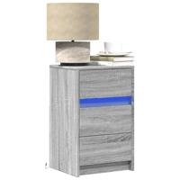 Nachtkastje met LED-verlichting bewerkt hout grijs sonoma - thumbnail