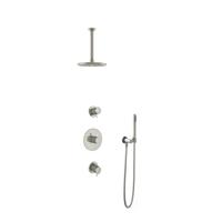 Hotbath Get Together doucheset met 2 stopkranen met 30 cm plafondbuis, 20 cm hoofddouche, geborsteld nikkel - thumbnail