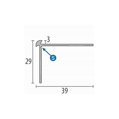 Küberit - Trapneusprofiel recht 871 t.b.v. 3mm PVC zwart - 250 cm