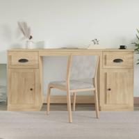 Bureau met kast bewerkt hout sonoma eikenkleurig - thumbnail