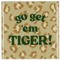 Daan Kromhout Design tegeltje keramiek go get 'em tiger 10x10cm brown - thumbnail