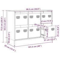 Dressoir 101,5x39x73,5 cm koudgewalst staal mosterdgeel - thumbnail