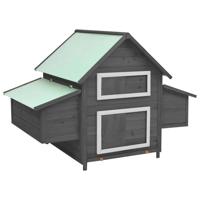 VidaXL Kippenhok 150x96x110 cm massief vurenhout grijs en wit - thumbnail