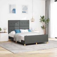 Bedframe met hoofdeinde Donkergrijs 140 x 190 cm Stof - thumbnail