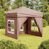VidaXL Partytent inklapbaar met zijwanden 2x2 m taupe - thumbnail