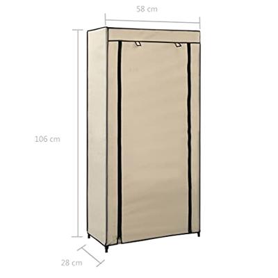 VidaXL Schoenenkast met hoes 58x28x106 cm stof crème