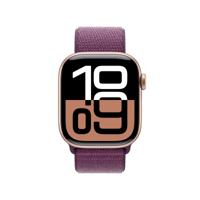 Apple Watch Series 10 (GPS 42 mm) Smartwatch - Kast van roségoudkleurig aluminium - Pruimenpaars geweven sportbandje. Conditie bijhouden, Ecg-app, always on Retina-display, CO₂-neutraal - thumbnail