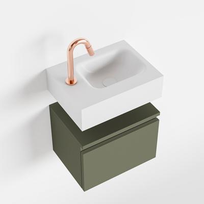 MONDIAZ ANDOR 40cm toiletmeubel army. LEX 40cm wastafel talc rechts 1 kraangat