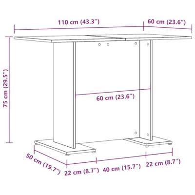 Eettafel 110x60x75 cm bewerkt hout oud houtkleurig Eettafel 110x60x75 cm bewerkt hout oud houtkleurig
