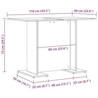 Eettafel 110x60x75 cm bewerkt hout oud houtkleurig - thumbnail