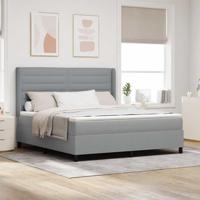 Boxspring bed met matras Lichtgrijs 180 x 200 cm Stof - thumbnail