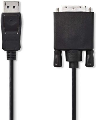 DisplayPort-Kabel - DisplayPort Male - DVI-D 24+1-Pins Male - 1080p - Vernikkeld - 2.00 m - Rond - PVC - Zwart - Doos