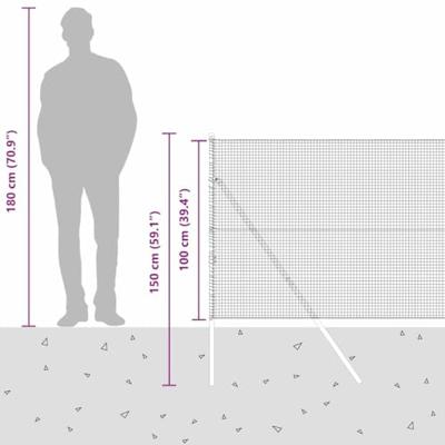 VidaXL Afrasteringspaal zilver 10 x 1 m (19 x 19 mm mesh) staal
