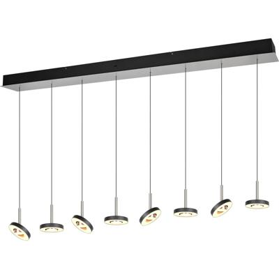 LED Hanglamp - Trio Select Guano - 8 Lichtpunten van 8 Watt - Dimbaar - Aanpasbare Lichtkleur - Hoogte Aanpasbaar zonder Contragewicht - Draaibaar - Mat Nikkel - Metaal