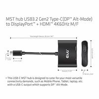 Club 3D MST Hub USB 3.2 Gen2 Type-C (DP™ Alt-Mode) op DisplayPort™ + HDMI™ 4K60Hz St./B. - thumbnail