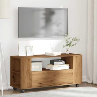 Tv-meubel met wielen 102x34,5x43 cm hout artisanaal eiken Tv-meubel met wielen 102x34,5x43 cm hout artisanaal eiken