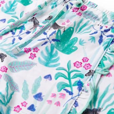 Kindershorts met trekkoord 140 ecru en donkermint