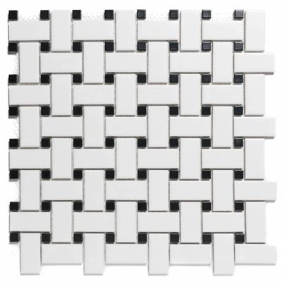 Mozaiek Paris Basket weave Wit and Zwart 2,5x4,5