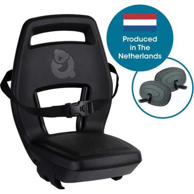 Kinderzitje achter Qibbel 6+ Junior 6+ met voetsteunen, gordel en beschermplaat - zwart/zwart