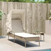 Ligbed met luifel poly rattan beige - thumbnail