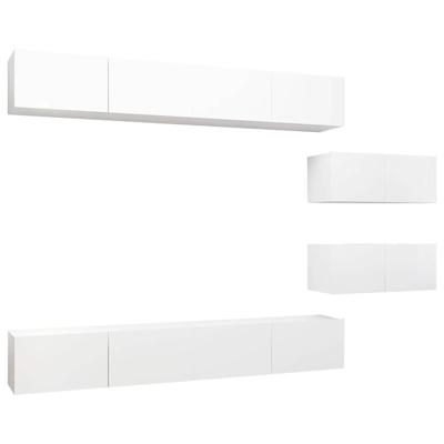 6-delige Tv-meubelset bewerkt hout wit