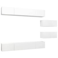 6-delige Tv-meubelset bewerkt hout wit - thumbnail