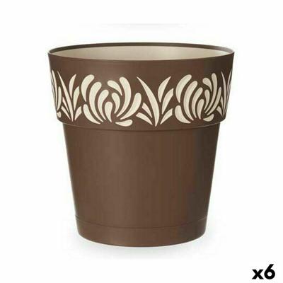 Zelfwaterende bloempot Stefanplast Gaia Bruin Plastic 29 x 29 x 29 cm (6 Stuks)